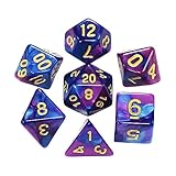 LIANHATA 多面体 ダイス サイコロ セット アクリル 7個入り D20 D12 D10 D8 D6 D4 神話TRPG MTG カードゲーム テーブルゲーム用 4面 6面 8面 10面 12面 20面 (紫×青)
