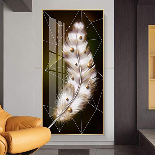 Impression sur toile plume dorée artistique de qualité supérieure 60x120cm