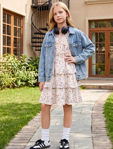 HOZIY Girls Fall Long Sleeve Floral Dresses Beige Teen Christmas Clothes - image 9