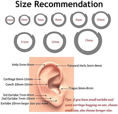 5mm Super Tiny Huggy Cartilage Hoop Earrings 925 Sterling Silver Cz Cubic Zirconia Hinged Clicker Huggie Mini Small Forward Helix Cartalidge Earrings Hoops