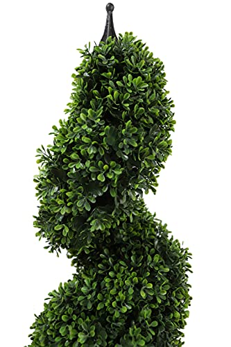 35 inch/2.95 ft Outdoor Boxwood Spiral Faux Topiary Trees, Artificial topiaries Tree with Black Pot,Set of 2