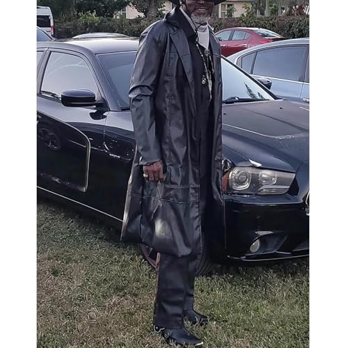 Mens Retro Black Leather Jacket Long Steampunk Trench Coat German Faux Leather Coat Military Officer Uniform Overcoat2