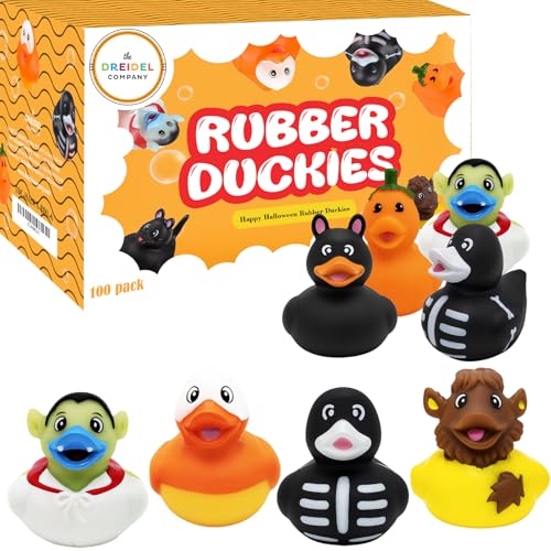 100 Halloween Rubber Duck Toy Duckies for Kids Fun Bath Birthday Gifts Baby Showers Summer Beach and Pool Activity 2 (100-Pack)
