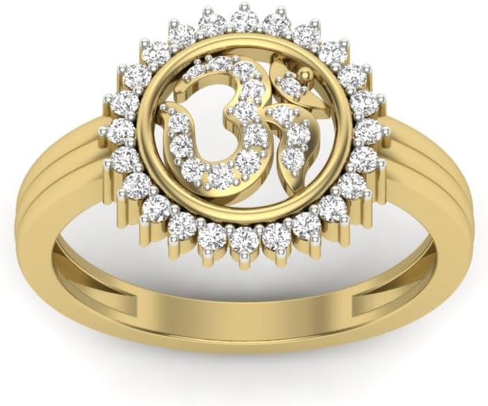14K Yellow Gold Plated 925 Silver OM Ring with Multi Natural Zircons