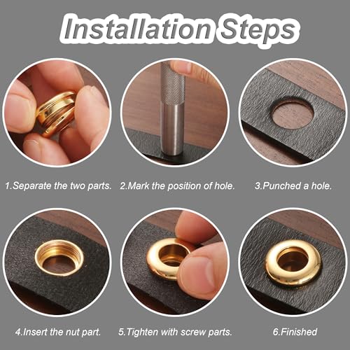 Notgia DT128 6 Sets Brass Grommets Kit Eyelets And Grommets 8Mm Inside Hole Size thumb #4
