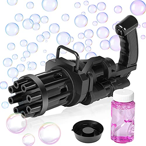 WETONG Bubble Machine, Gatling Bubble Gum Machine 2022 Bubble Machine for Toddlers and Kids, Bubble Blower Automatic Bubble Maker Machine Electric Bubble Machine Toy Gifts (Black, 1 Pack)