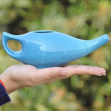 Leak Proof Durable Ceramic Neti Pot Non-Metallic and Lead Free Comfortable Grip | Microwave and Dishwasher Friendly Natural Treatment for Sinus and Congestion