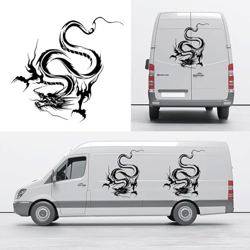 Image of Dragon Graphic Car Hood Sticker Self-Adhesive Vinyl Graphics Decals 19.69'' x 14.57'', Black