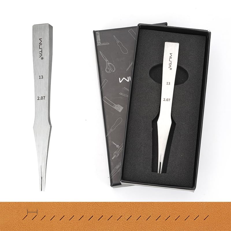 WUTA Leather Chisel All-Polished Die-Steel Puncher French Style Pricking Iron Sharp Leather Punching (Obverse, 2.07 mm 2Teeth)