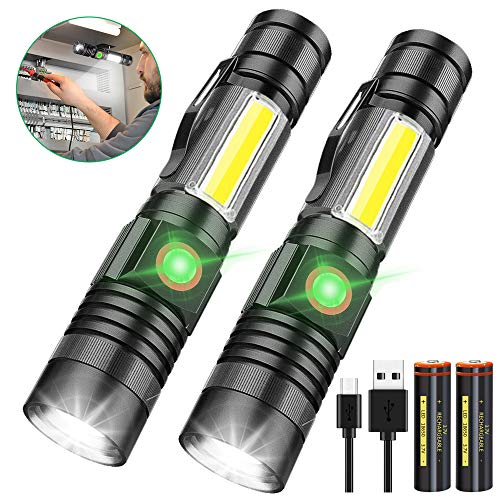 LED Flashlight Rechargeable, 1000 Lumens Super Bright Magnetic Flashlight with COB Work Light