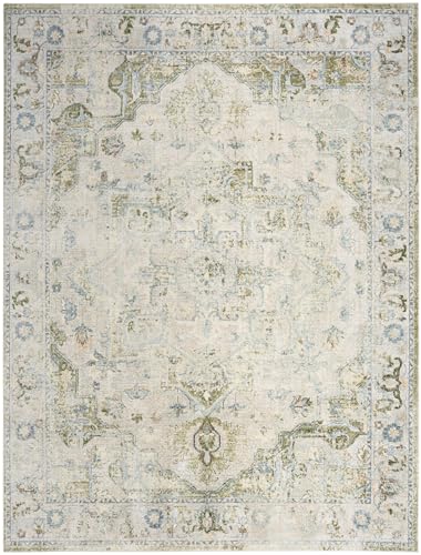 Tapete washable azul y verde 7'10" x 10' Nourison miniatura 5