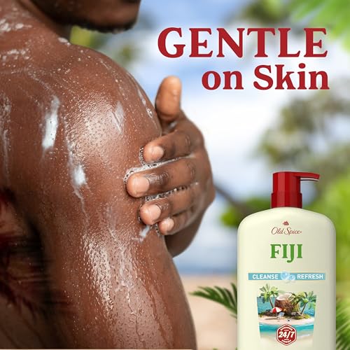 Old Spice Body Wash for Men, 24/7 Shower Fresh with Lasting Scent, Cleanse & Refresh, Gentle on Skin, Vitamin B3, Fiji with Palm Tree + Coconut Scent, 25 oz (Pack of 4) by Old Spice - Image 5