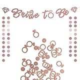 Glitter Rose Gold Bride to Be Banner Sign Ring Confetti & Circle Dots Glitter Paper Garland for Bride Shower Engagement Party Bridal Shower, Bachelorette Party Decorations