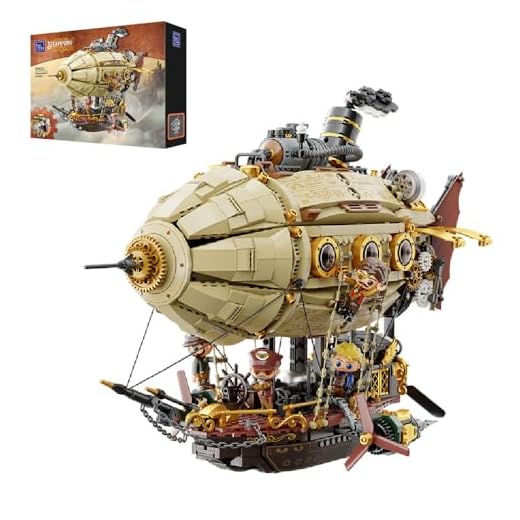 PANTASY Steampunk Airship Model Kit for Adults, Dual-Layer Zeppelin with Gear-Driven Mechanical System, DIY Building Blocks Set, Retro Sci-Fi Construction Toy for Collectors & Display