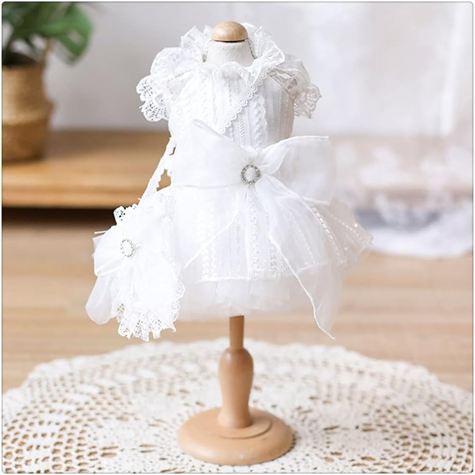 New Luxurious Dog Cats Wedding Dress Tutu Lace Bow Design Big Skirt Pet Puppy Princess Dresses Party Apparel (XX)