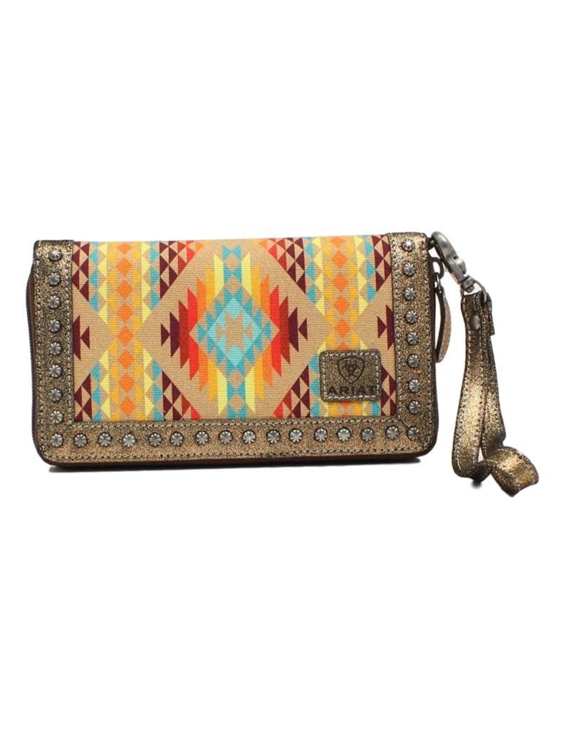 Women's Southwestern Cruiser Clutch Orange Handbag, Multicolored, One Size