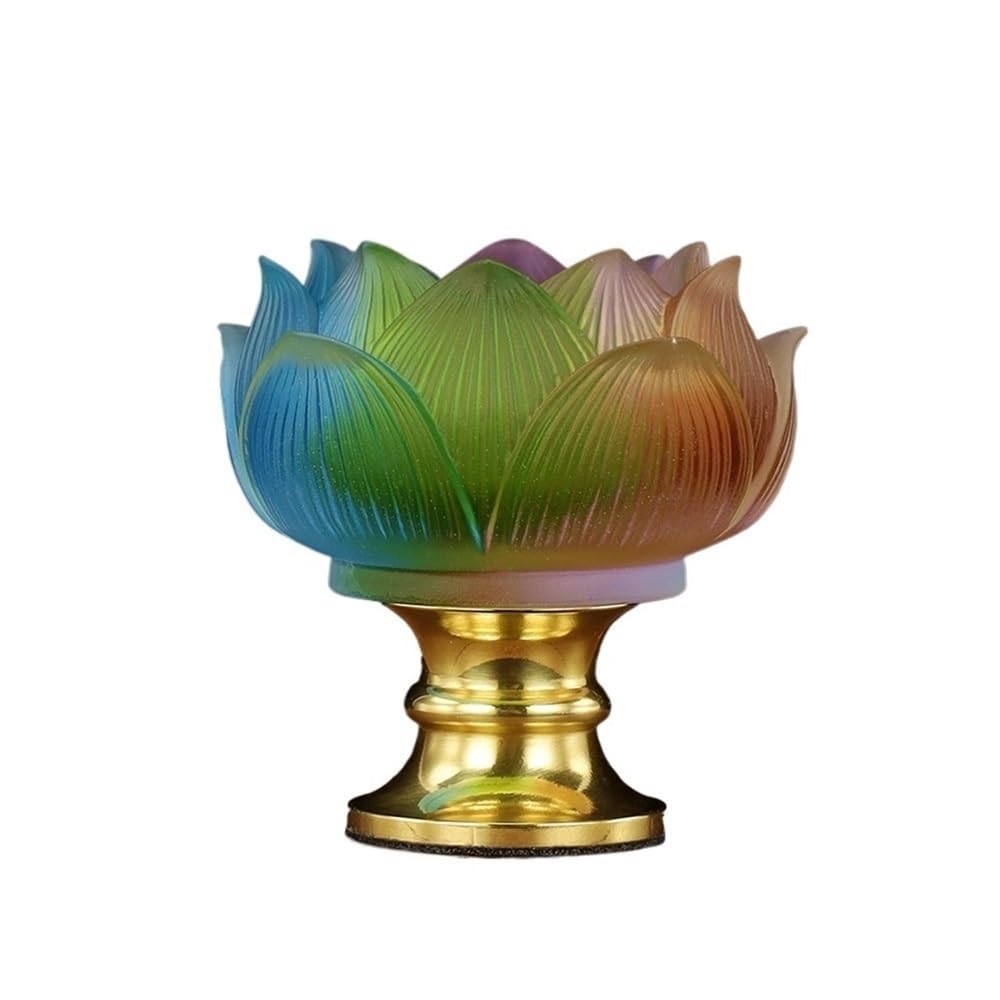 Candlelight Stand Ancient Glass Candlestick Household High Foot Lotus Candle Holder Decoration Candle Sticks Holder(Multi-colored)