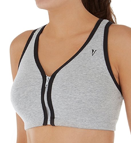 Valmont Women's Color Block Zip Front Sports Bra 1611B 34 D/E Grey/Black