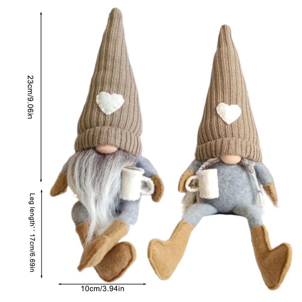 Caffè Gnomi Peluche Bambola Gonks Svedesi Fatti a Mano 2 Pezzi Decorazione Cucina Regali Donna Amanti Caffè