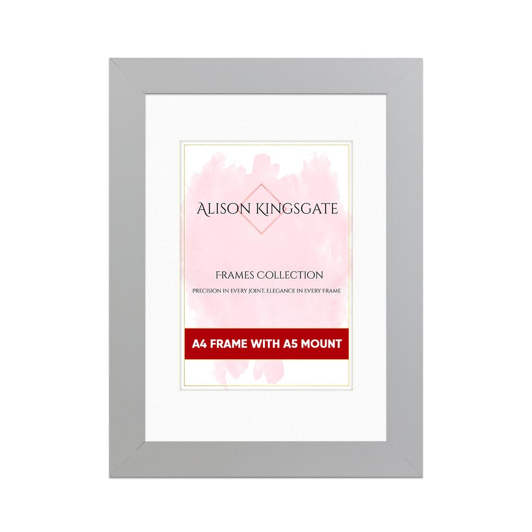 Alison Kingsgate A4 SILVER Picture Frame with Mount for A5 Photos