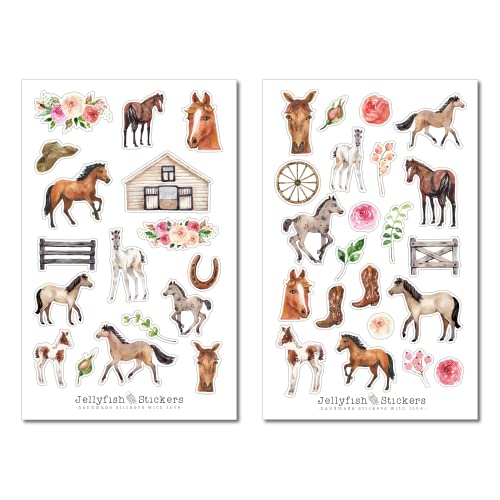 Jellyfish Stickers - Set de stickers chevaux - Journal Sticker, Planer Sticker, Autocollants, Sticker animaux, équitation, hobby, loisirs, ferme, cheval, fille de cheval, tournoi
