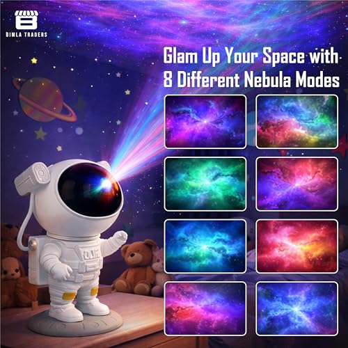 Image of Astronaut Galaxy Projector Lamp | Space Theme Light Projector for Bedroom, Kids & Home Decor | Adjustable Lighting & Remote Control. Pack of 1 (PL001)