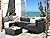 Oakcloud 7-Piece Outdoor Patio Furniture Sofa Set Black Rattan Wicker Sectional Conversation Sets with Glass Top Table and Cushions(Grey)