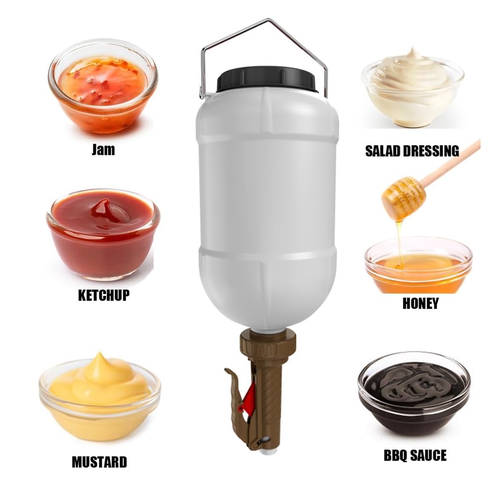 Distributore di Salsa Sospeso da 5,5 L, Grande capacità, per Senape, Insalata, Ketchup, Maionese,