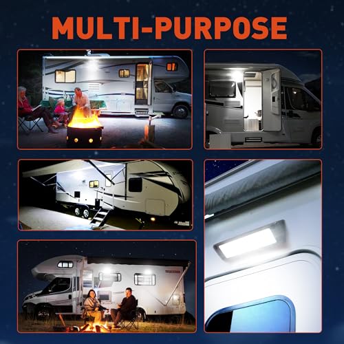 SnowyFox LED RV Exterior Porch Utility Light Waterproof 10-30V DC Low Current 9\" Lighting Fixture 54W 2000LM Aluminum Base led Scene Lighting for RV, Trailer, Camper(6000K Nature White)