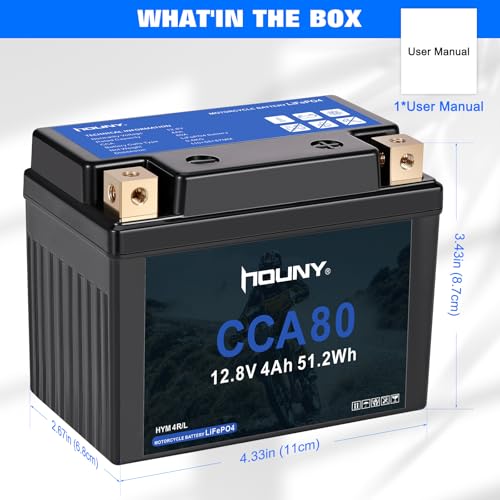 Houny 001 Ytx4L-Bs Lithium Motorcycle Battery Lifepo4 12V 4Ah 80Cca Powersports Battery Compatible Atv,Quad thumb #2