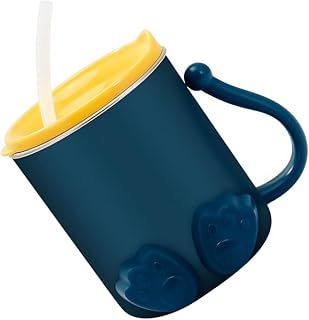 SAFIGLE 1 Peça Copo De Aço Inoxidável Para Crianças Copo Com Tampa Copo De Água Infantil Copo De Água Com Canudo Caneca De Água Potável De Aço Inoxidável Com Tampa Caneca De Água Com