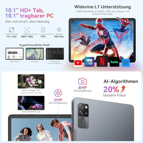 Blackview Tab60 Pro Android 15 Tablet 10 Zoll, 24GB(8GB+16GB Erweiterung) RAM+128GB ROM(2TB TF), Dual 4G LTE SIM,Octa Core PC Tablets… – Ansicht 6