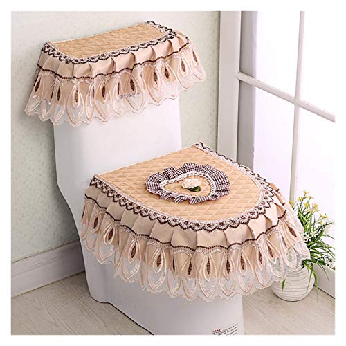 WAYYQX Toile Sitzbezug Pads 3 Stück/Set U-förmige Toilettensitzbezug Set Gold Samt Spitze WC Sitz Abdeckung WC U-Form… – Bild 5