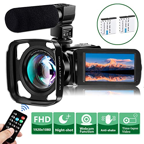 Video Camera Camcorder with Microphone, VideoSky FHD 1080P 36MP 30FPS IR Night Vision