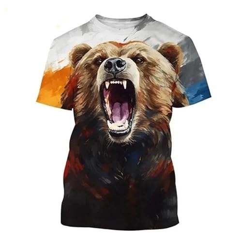 JIFENLI Hombre 3D Estampado Camiseta Camiseta De Verano con Estampado 3D De Oso para Hombre Y Mujer, Cuello Redondo, Informal, De Manga Corta, Estilo Harajuku, Talla Grande, Ropa para Niños