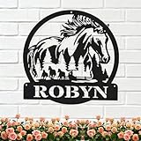 Letrero de metal personalizado para amantes de los caballos, arte de pared para dormitorio, decoración de granja, letrero de nombre personalizado para entusiastas de los caballos