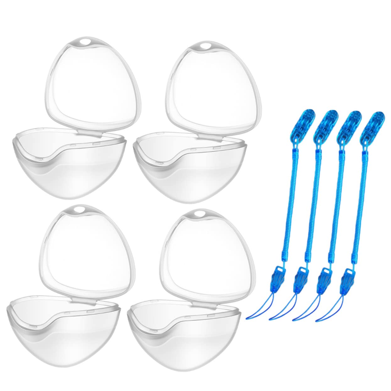 QUMIIRITY 4pcs Pacifier Storage Boxes with Clips Pp Material Portable for Newborn Infant