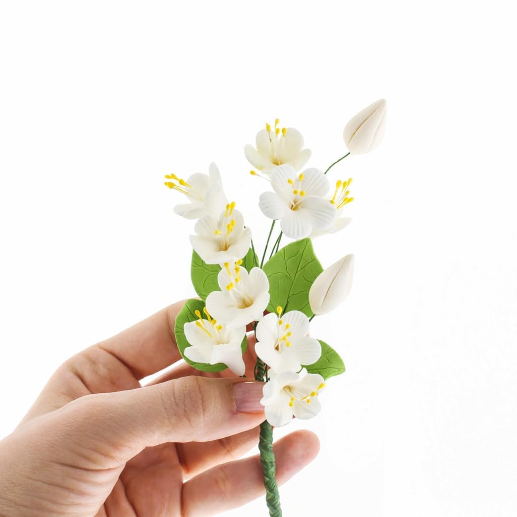 Cherry Blossom Sugar Flower Spray – Gumpaste Flowers for Cakes – Handmade Cake Decorations – Sakura Floral Topper – Sugar Flowers for Wedding &