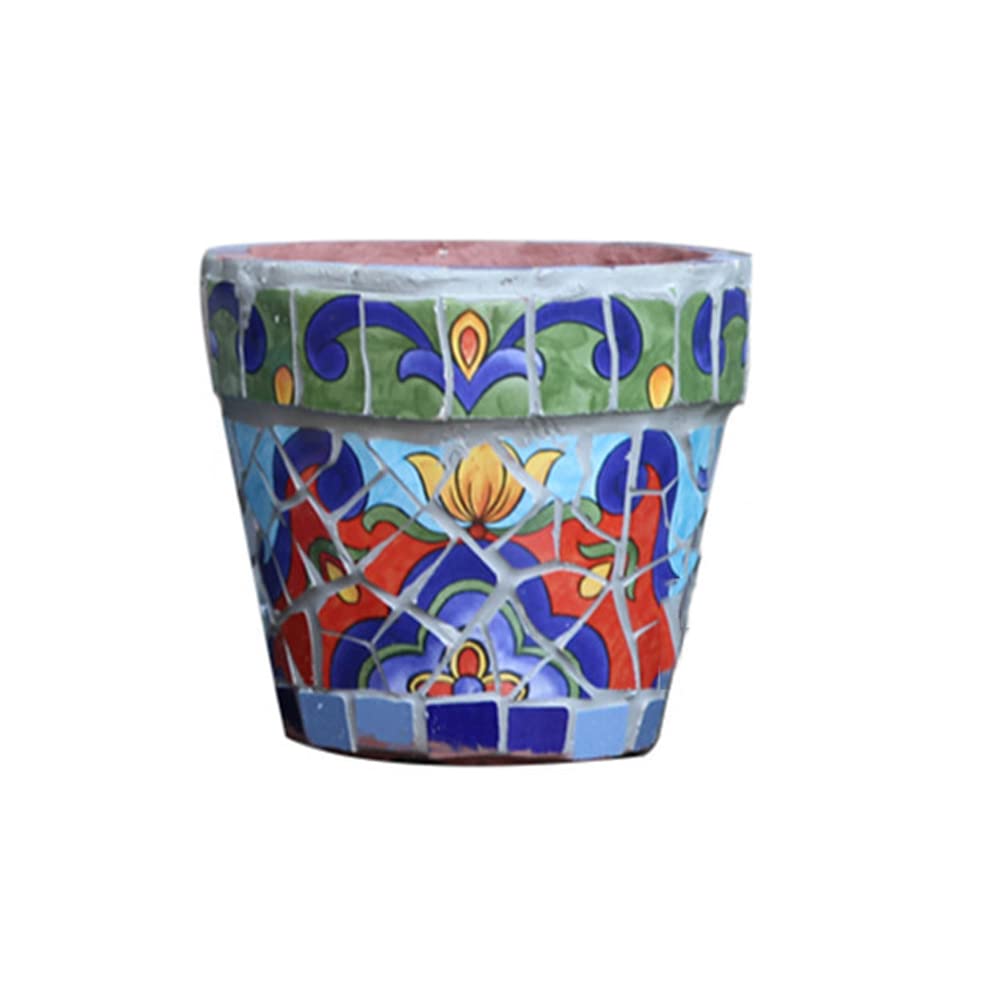DFGHNBVC Courtyard Hand-Painted Ceramic Mosaic Flower Pot Villa Outdoor Garden Decor Plant Pot Corridor Aisle Landscape Container Vase Home Balcony Terrace European Classical Pots,E-L