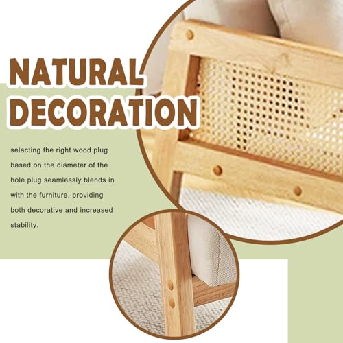 Image of 50pcs 30mmx25mm /1.1''x1''(Cover DiaxHole Dia) Stair Plugs,Beech Wood Screw Hole Covers,Button Top Screw Hole Plugs,Decorative Wooden for Woodworking