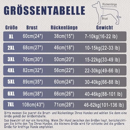 Axcimond Hundebody Nach Op - Langärmliger Wundschutzanzug für Kastration Hündin/Rüde