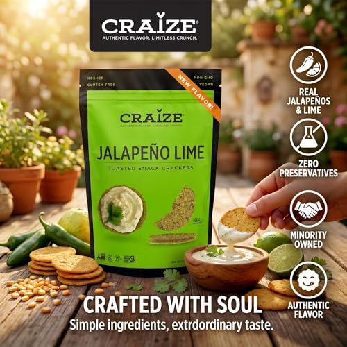 Craize Jalapeño Lime Crisps 4oz (6 Pack) | Toasted Corn Crackers with a Perfectly Mild Kick | Gluten Free, Vegan, Kosher - image 5