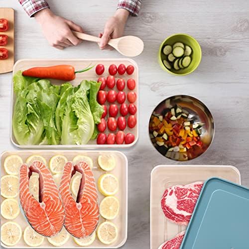 FONDUO Ham Fridge Box, Refrigerator Storage Box with Lid, Stackable Meat Saver Cheese Food Storage Container, Egg Freshness Box, Fridge Organisers for Fruit/Vegetables/Meat (2pcs Ham Box)