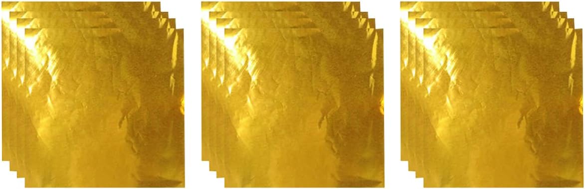 KICHOUSE 400 Pcs 8x8cm Golden Aluminum Foil Wrapping Paper Candy Packaging Tea Leaves Snack Wrapper Gold Chocolate Wrapper Safe