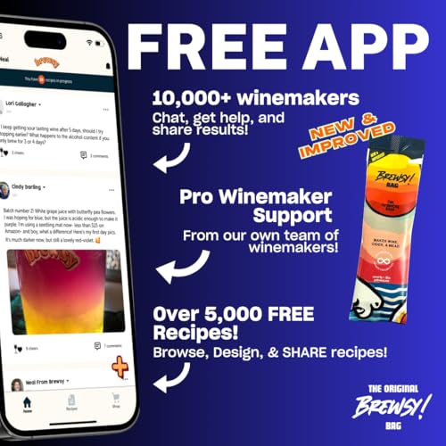 brewsy failproof app-enabled wine yeast - 7 ingredient blend - fastest tastiest wine possible for wine mead cider 032 ounce pack of 3