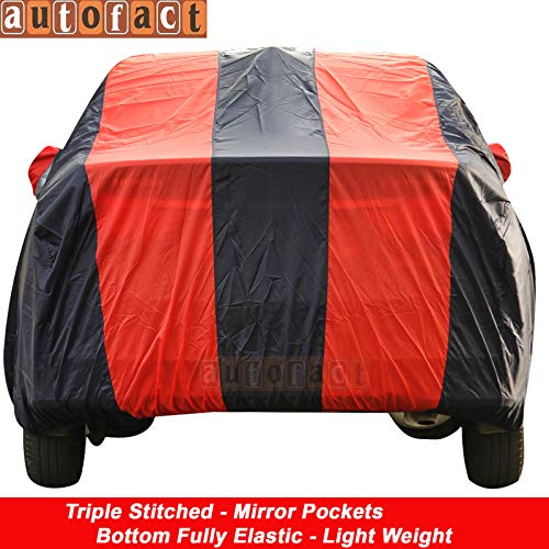 Image of Autofact Car Body Cover for Nex Gen Verna 2017 /2018 (Mirror Pocket, Premium Fabric, Triple Stitched, Fully Elastic, Red /Blue Color)