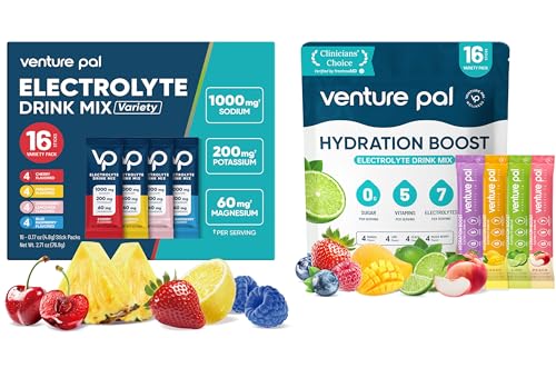 Venture Pal Sugar-Free Electrolyte Powder Combo Pack – Daily Hydration & High Sodium Electrolyte Mix | Zero Calories | 32 Sticks Total image 3