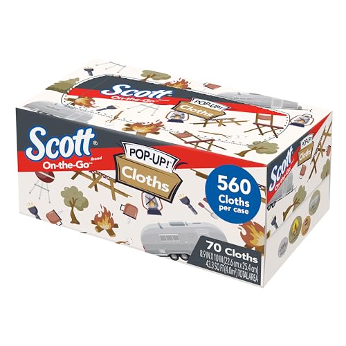 Scott Shop Original On-The-Go Pop-Up Cloths (55195), Soft Absorbent Napkins,