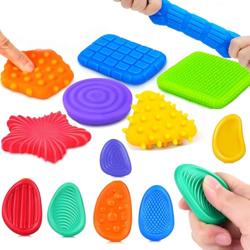 AM ANNA Fidget Sensory Toys for Kids Toddlers,12 Pack Super Soft & Textured Squishy Sensory Fidget Toys for Autistic Children Special Needs, Stretchy Toys (12 Pcs)