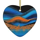 Adorno de moda con forma de corazón para hogares y tiendas con diseño de impresión de río de doble cara